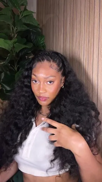Vamp up your protective style or braids with a half wig!! This is ISEE HAIR Wear Go Half Wig Loose Curly Invisible Hairline Loose Deep Flip Over Wig Beginner Friendly @ISEEHAIR #iseehairbeauty #halfwigs #tiktokshopholidayhaul #tiktokshopcreatorspicks #easyhairstyles 