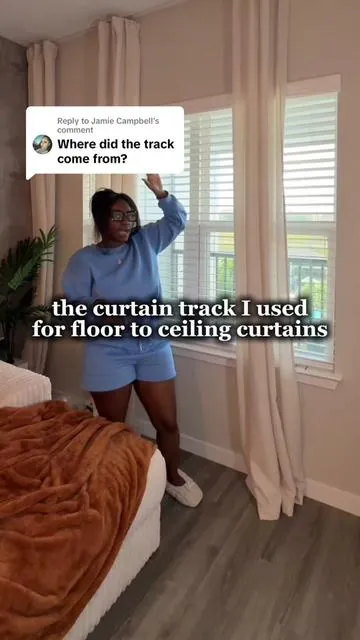 Replying to @Jamie Campbell  I’m using this same curtain track to hang them in my bedroom too #curtaintrack #floortoceilingcurtains #floortoceilingwindows 