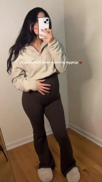 POV: You found that one pair of leggings🤎 Super high-rise bump support, buttery-soft fabric, and a flattering flare✨ #expectingmom #maternityclothes #pregnantootd #bumpfriendly #pregnant 