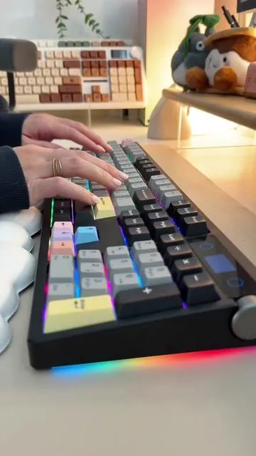 I don’t make the rules, this is the perfect keyboard for the office. Quiet, includes a numpad, and had a volume knob. Perfection! 😍☁️  @Epomaker Keyboard TH108 Pro with sea salt silent switches #keyboardasmr #silentkeyboard #quietkeyboard #officekeyboard #epomaker 