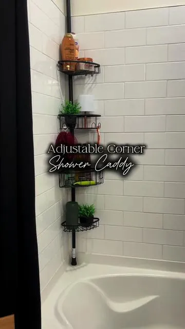 My shower has never been this organized 😭🫧 This no-drill tension caddy is actually stable, rustproof, and holds full-size bottles without slipping. Such an easy $35 upgrade for a cleaner, spa-looking bathroom. #bathroomupgrade #smallbathroomideas #showercaddy #bathroomorganization #holidayhaul 