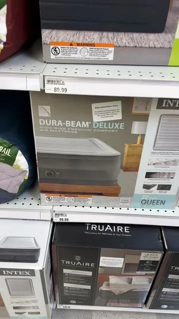 Save your money and get this air mattress!!! The ones in the camping section are so expensive for no reason we now have two of these ones and love it!!! #airmattress #airbed #inflatablebed #airmattressbed #homefinds 
