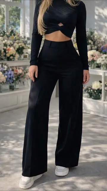 Simple double-breasted wide trousers, a versatile essential for commuting #pants #spotlightfinds #tiktokshopbholidayhaul #ootd #womensfashion