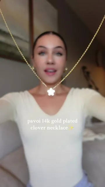 Pavoi’s 14k gold plated clover necklace is STUNNING!! #clovernecklace #pavoijewelry #necklace #affordablejewelry #tiktokshopholidayhaul 