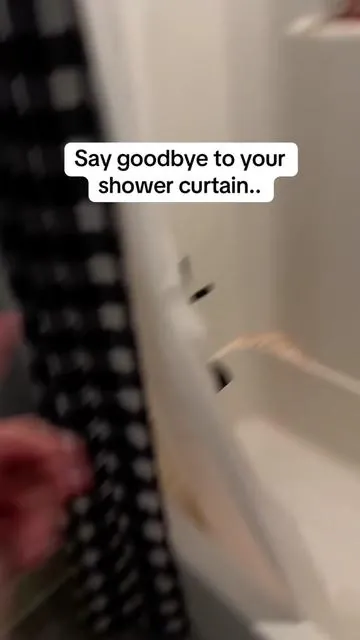 Once you make the switch you will never go back #showercutain #showercurtains #showertok #hooklessshowercurtain #cleantok 