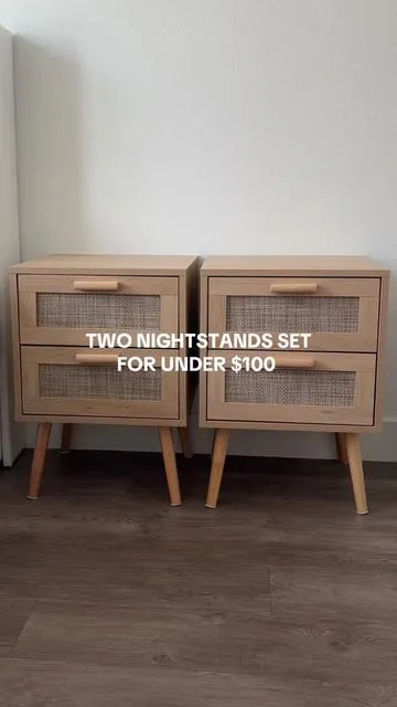 look straight from a catalog!🤎☁️ on sale now for under $95 for BOTH #vowner #nighstands #rattannightstands #tiktokshopfurniture #tiktokshopholidayhaul 