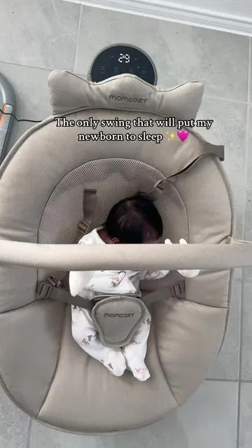 This swing has been a blessing, puts her to sleep and Im able to transfer her to her crib 😭🤍  @Momcozy Official #newborn #postpartumjourney #postpartum #motherhood #momcozy