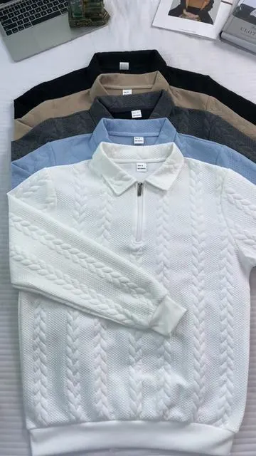 Cable-knit zip sweater—crisp white, cozy classic charm! 🧶#knitsweater #sweatshirt #longsleeve #halfzipsweatshirt #tiktokshopholidayhaul  