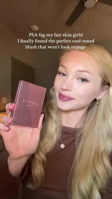 finallyyy a pink blush that doesn’t look orange! @Patrick Ta Beauty #cooltonedmakeup #fairskinmakeup #fairskin #pinkblush #cooltonedblush 