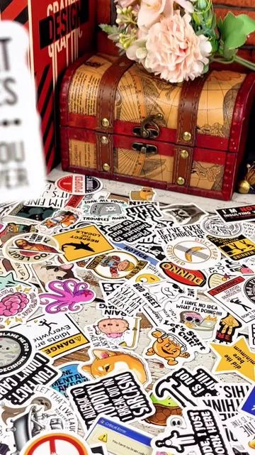 130 funny vinyl waterproof stickers in one pack for your water bottle or hard hat or laptop or ya know whatever #funnystickers #vinylstickers #stickers #tiktokshop 