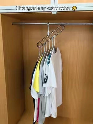 Woke up, saw this hanger, reorganized my closet in 5 mins. Life hack? More like life SAVIOR #OrganizeChaos #ClosetHacks #MultiHanger #SmallSpaceLiving #HomeWin