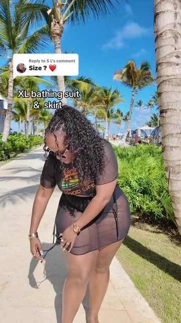 Replying to @S L I got an extra large in the two-piece bathing suit and an extra large in the skirt. I wish the skirt came in different colors because honestly, I love this OOTD so much. . . . ##regularblackgirltiktok##tiktokshopfinds##vacationootd##tiktokshopblackfriday##ygwigs