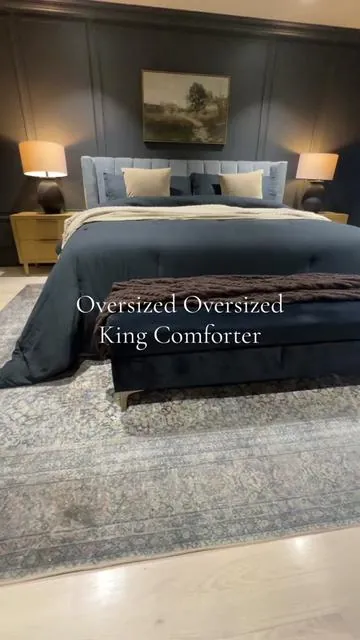 Luxury look without a duvet to mess with! #oversizedcomforter #kingcomforter #kingbedsetup #litanika #tiktokshopcreatorpicks 