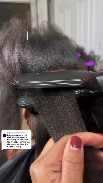 Replying to @Alaya Friend! Game changer🔥🔥 Flatiron and hot comb all at the same time🤯 Genius!!!  @TYMO BEAUTY US  #tymo #tymoflipro #hotcomb #flatiron #silkpress 