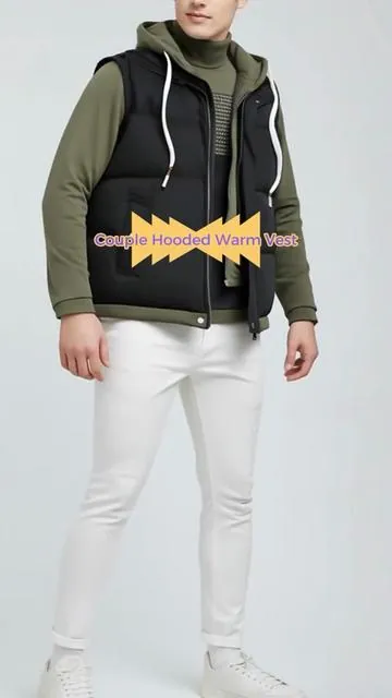 Autumn & Winter Couple Hooded Warm Vest, Fashionable Fake Two-Piece Design, Warm Polyester Fiber, Winter Warmth #wintercoat #jacketwithheater #wintercoatsformen #menshoodiejacket #autumnandwintercoat #puffervestoutfits #carharttoveralljacket #womenscoats #pufferjacketoutfits #mensouterwear