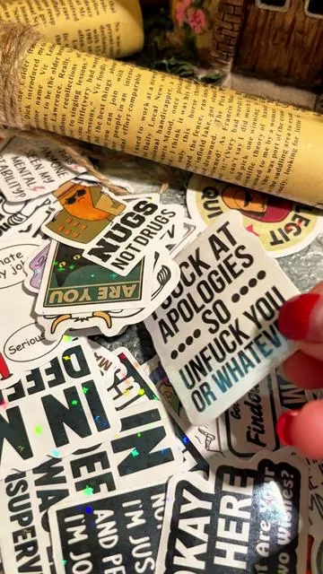 130funny vinyl waterproof stickers in one pack for your water bottle or hard hat or laptop or ya know whatever #funnystickers #vinylstickers 