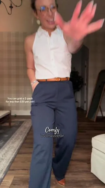 My favorite work pants! I’m wearing a small tall in the midnight blue! And right now you can get a 2-pack that brings them down to under $30 per pair! 🤯🤯@Halara_official #halaraworkpants #workpants #dresspants #officeoutfit #officeootd