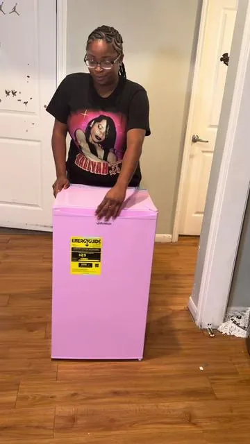 I got tired of everybody drinking my juice… so I bought my own fridge 😌 Worth every penny. #minifridge #bedroomfridge #smallfridge #minifridgesale #minifridgewithfreezer 