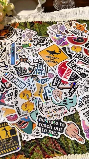 130 funny vinyl waterproof stickers in one pack for your water bottle or hard hat or laptop or ya know whatever #funnystickers #vinylstickers #stickers #tiktokshop #tiktokholidayhaul 