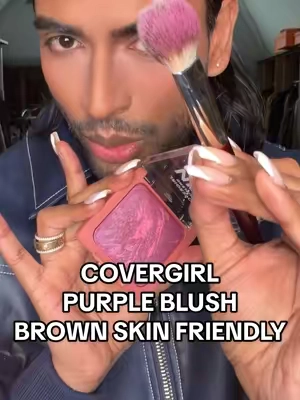 Drugstore Purple Berry Blush from @COVERGIRL .. brown skin friendly!!  TRUBLEND SKIN ENHANCER BAKED LUMINOUS BLUSH shade Berry Punch  #covergirl #purpleblush #bakedblush #brownskinmakeup 