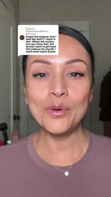 Replying to @HopeHomeandHeir You all are so kind! 🙏🏽🤎🥰 Using • @Paula’s Choice liquid Exfolliant, @COSRX US 6 peptide skin booster, snail mucin, niacinamide and SPF 50 Vitamin E sunscreen  @@OlehenriksenBanana bright eye cream  @@Olay Skin CareBar soap with SHEA BUTTER  ##over40makeup##makeupglowing##dewymakeup##bronzedmakeup