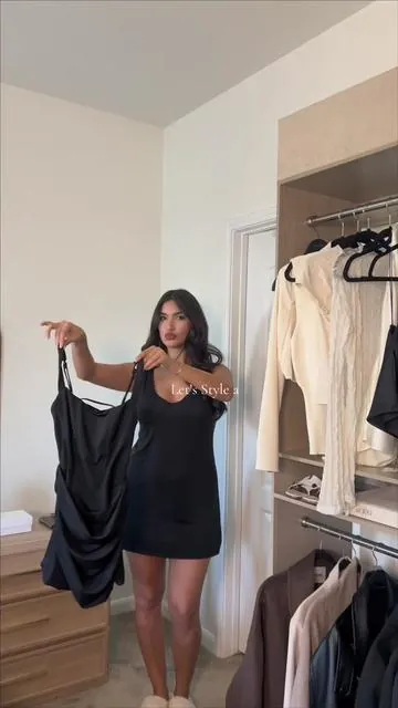 A corset on a dress is always a win… love how it also kind of looks like a skirt top combo 👀 #lbd #littleblackdress #corsetdress 