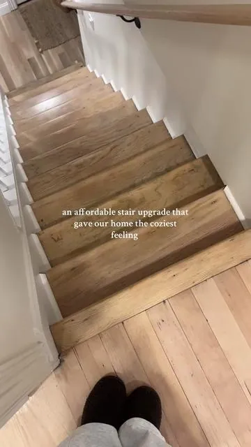 Stair slats are such an affordable and easy way to elevate your staircase ✨ #cozyathome #cozyhome #homeupgrades #homesweethome #newhome 