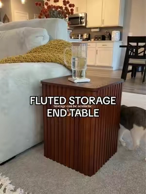 Some colors are already sold out! The perfect fluted end table for our living room to hide toys and store blankets #flutedtable #endtable #functionalfurniture #toystorage #endtables 