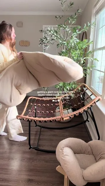 Cozy nook & Patio spot 😌 #rattanpatiochair #patiochair #rattanchair #rockingchair #onbrill  @ONBRILL OFFICIAL 