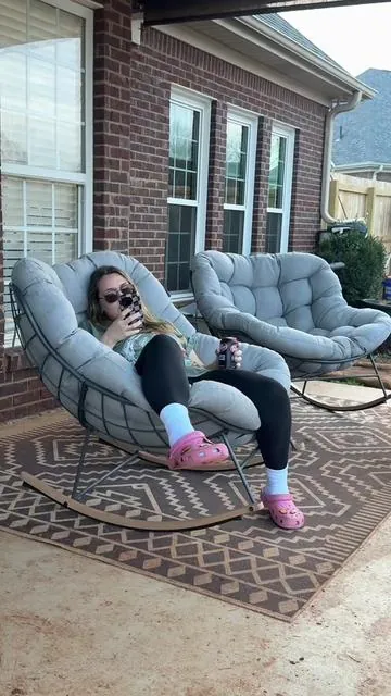 If you need me, I’ll be on my patio on this rocking chair ##rockingchair##patiofurniture##outdoorfurniture##rockerchair