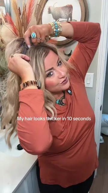Clip in hair topper for thinning hair and flat roots. Adds instant volume and part coverage in seconds..no glue, no damage, easy everyday hair fix. #hairtoppers #thinhair #hairvolume #clipinhair #hairlosshelp