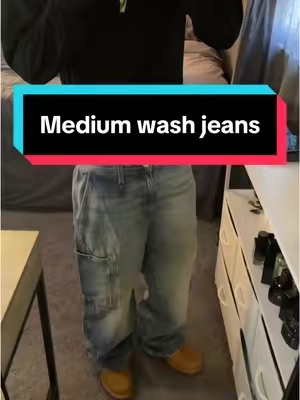 Affordable and tuff medium wash jeans #baggyjeans #jeans #streetwear #StreetFashion #outfitinspo 
