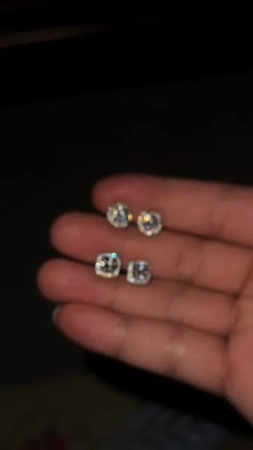 Buy a pair of round earrings.  Give away a pair of square earrings.  #luxuryjewelry #fyp #diamond #earrings