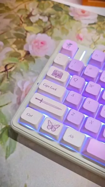 Bringing whimsy, magic, and adventure, to your desk 🧚‍♀️✨️. The Fae Blade F99 Pro is a limited edition collaboration keyboard between Jes Nerding Out (me) and Aula. I can't believe this keyboard finally exists! I wanted to design something that expressed my love for books, fantasy, romantasy, and romance. Plus, a fairy garden inspired color combo that I LOVE but hardly ever see (muted green, mauve-y purple, and pastel pink). With this keyboard, I want everyone to be their own female (or male!) main character, tackling the ups and downs of our day to day life at our desks-- and I hope you all love it as much as I do. 🫶✨️ So many more of my thoughts coming soon 🥹💞 @Aula x jesnerdingout Fae Blade F99 Pro Leobog Flower Field Switches #booktok #romantasy #mechanicalkeyboard #desksetup #keyboardasmr