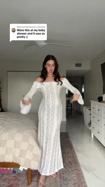Replying to @Erika Murrer I can picture how pretty this would look for a baby shower 🥹🍼 ps I’m wearing size small 🫶🏼 #outfitinspo #fashiontok #bridaldresses #maternitydress #tiktokshopcreatorpicks 