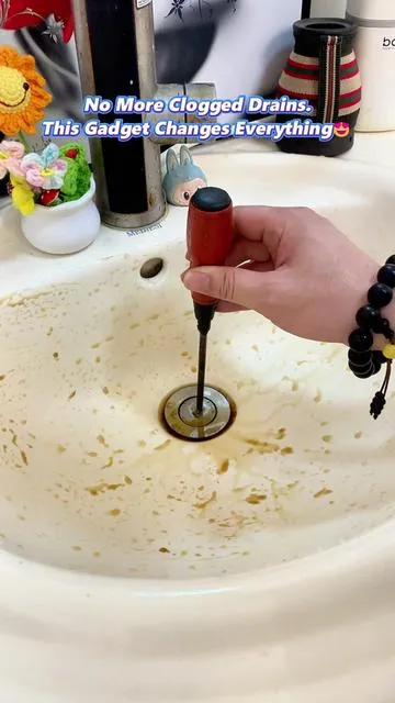Keeps hair out, keeps water flowing-genius little gadget! #bathroomhack #sinkdrain #homeimprovement #bathroom #tiktokshopfinds 