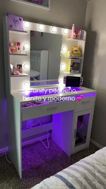 Vanity pequeño, bonito y moderno #tiktokshopcreatorpicks #vanitydesk #vanitymirror #furniture #vanityroom 