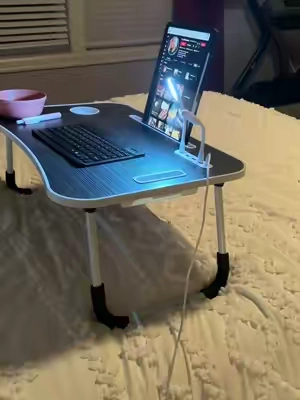 Lap Desk with USB ports, light and fan #lapdesk #bedtable #beddesk #foldabletable #laptable 