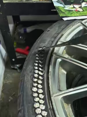 Flat tire? Don't get stranded.	These self-sealing rubber	 nails plug punctures fast without removing the tire. Works on cars, motorcycles, trucks & even tractors. A quick fix every driver needs to carry. #CarRepairHack #TireRepair #DIYCarCare#RoadsideEssentials#fyp 