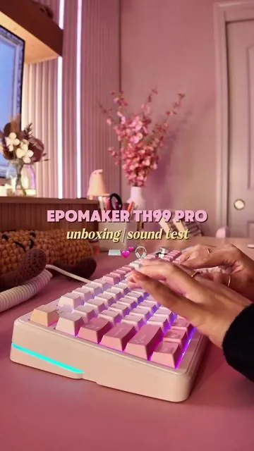 keyboard diaries | unboxing the Epomaker TH99 Pro fuller sized keeb ⌨️🩷✨ ✿ sea salt silent switches  ✿ tri mode connectivity ✿ 98 key  ✿ digital screen + knob this keeb is a must for those who need a fuller size keeb AND silence 🤫  but also need it to be cute 💖 #mechanicalkeyboard #keyboardasmr #silentkeyboard #epomakerth99pro #keebtok @Epomaker Keyboard 