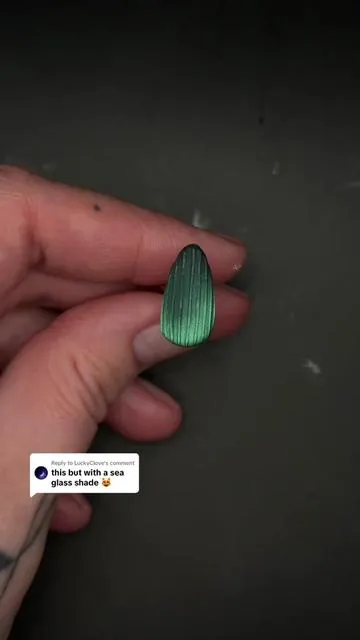Replying to @LuckyClove loved this color and thought it was sea glassish 😍 Ribbed glass nails tutorial using cat eye gel polish 💕 #glassnails #glassnailstutorial #cateyegel #diynails #nailtutorial 