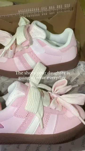 Like I imagined, my daughter is OBSESSED with her new shoes. She has been wearing them every day #kidsshoes #toddlersneakers #pinkshoes #toddlermusthaves 