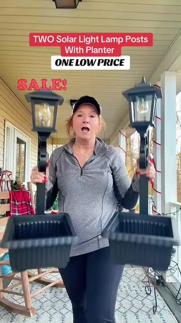 Elevate your porch decor! This price is for TWO of these gorgeous solar lamp posts with planters. Perfect addition to your decor on your porch or landscaping. The smaller size is great for small patios or balconies in an apartment as well. Get them before they are gone ! #apartmentdecor #solarlight #solarlamppost #porchdecor 