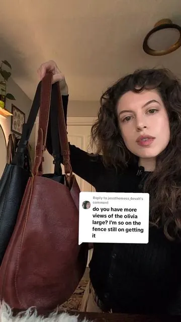 Replying to @jessthemess_4evah LOVE the Large Olivia, will always recommend either size but if you're looking at the Large, go for it!!! #pursetok #portlandleather #styletok #leatherbag #fyp 