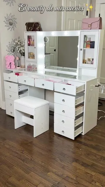 Es perfecto espacioso y elegante 😍@FUSOU Furniture #paratiii #tiktokshop #vanity #vanitymakeup #tocadoresdemaquillaje 