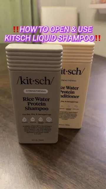 How to open and use the NEW Kitsch Liquid Shampoo and Conditioner @Kitsch #ricewaterforhairgrowth #hairhealth #kitschhair #hairtok 