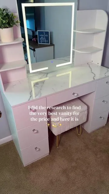 Hundreds of revised of verified purchases and this is the best option at this budget price for a lasting vanity. It’s so gorgeous and sturdy! #vanity #makeup #homedecor #girlmom 