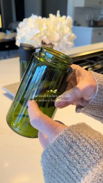 Time to ditch the aerosol spray oils and  make the switch to reusable glass spray and pour bottles! The dark glass keeps your oils fresh and it looks great in your kitchen✨#healthycooking #oliveoil #avocadooil #kitchenessentials #kitchenorganization oil sprayer, cooking oil, cooking spray, glass containers 