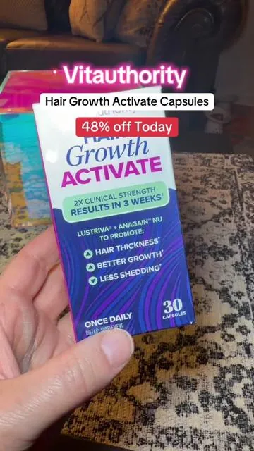 Vitauthority Hair Growth Activate Capsules - 30 Count, Clinically Studied Ingredients for Thicker Fuller Hair in 3 Weeks, Once Daily Formula #vitauthority #hairgrowthproducts #hairlosssolutions #hairlossremedy #hairhealth 