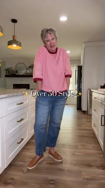 These jeans are a mid rise and have no distressing, so they are work and church appropriate. I love the slanted pockets because it gives them more of a trouser look. #tiktokshopjumpstartsale #tiktokshopcreatorpicks #over50style #croppedjeans #womensjeans 